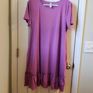Purple knee length dress with pockets